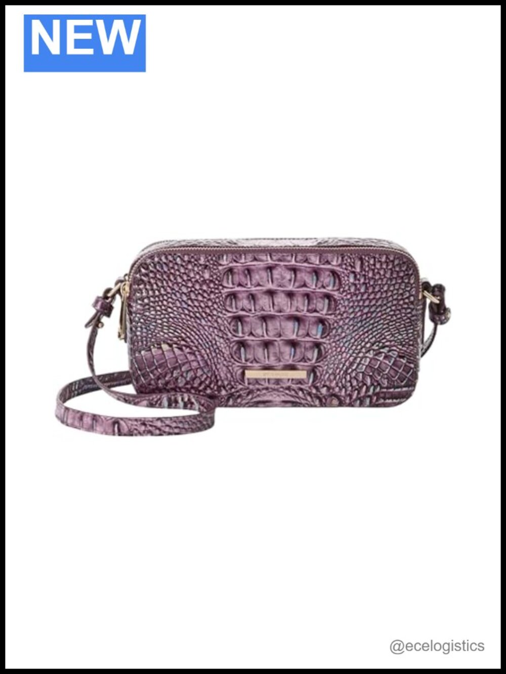 Genuine Leather Crossbody Satchel Bag with Gold-Tone Hardware